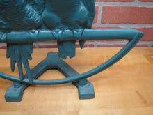 Load image into Gallery viewer, Pair of Parrots FIAT Old Cast Iron Figural Birds Perched Doorstop 1920s Radio Speaker Decorative Arts Statue