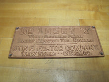 Load image into Gallery viewer, OTIS ELEVATOR Co NEW YORK CHICAGO Antique Cast Iron Advertising Part # Plaque Sign