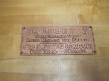 Load image into Gallery viewer, OTIS ELEVATOR Co NEW YORK CHICAGO Antique Cast Iron Advertising Part # Plaque Sign