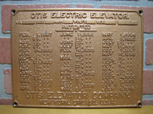 Load image into Gallery viewer, OTIS ELECTRIC ELEVATOR NEW YORK CHICAGO USA Antique Cast Iron Advertising Plaque Sign Patent