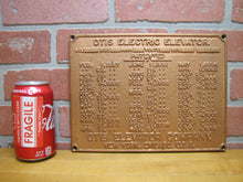 Load image into Gallery viewer, OTIS ELECTRIC ELEVATOR NEW YORK CHICAGO USA Antique Cast Iron Advertising Plaque Sign Patent