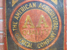 Load image into Gallery viewer, AMERICAN AGRICULTURAL FERTILIZERS Orig Old Feed Seed Farm Sign SHANK Co NEW YORK DEMAND AA QUALITY Embossed Tin Advertising Sign
