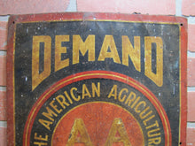 Load image into Gallery viewer, AMERICAN AGRICULTURAL FERTILIZERS Orig Old Feed Seed Farm Sign SHANK Co NEW YORK DEMAND AA QUALITY Embossed Tin Advertising Sign