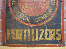 Load image into Gallery viewer, AMERICAN AGRICULTURAL FERTILIZERS Orig Old Feed Seed Farm Sign SHANK Co NEW YORK DEMAND AA QUALITY Embossed Tin Advertising Sign