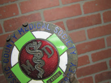 Load image into Gallery viewer, MD PASSAIC COUNTY MEDICAL SOCIETY NEW JERSEY Old Auto Badge Sign Enamel Bronze Medical Doctor