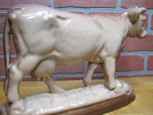 Load image into Gallery viewer, Cow Old Cast Iron Porcelain Enamel Doorstop Farm Butcher Shop Advertising Statue