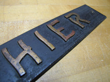 Load image into Gallery viewer, CASHIER Antique Advertising Sign Bronze Embossed Bevel Edge Bank Pawn Shop