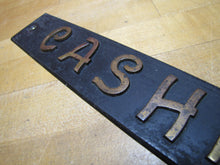 Load image into Gallery viewer, CASHIER Antique Advertising Sign Bronze Embossed Bevel Edge Bank Pawn Shop