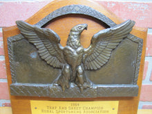 Load image into Gallery viewer, TRAP & SKEET CHAMPION Rural Sportsman Assn Old Hunting Award Sign Plaque Spread Winged Eagle