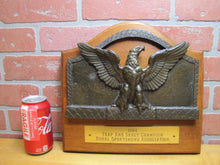 Load image into Gallery viewer, TRAP & SKEET CHAMPION Rural Sportsman Assn Old Hunting Award Sign Plaque Spread Winged Eagle