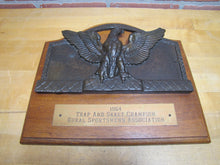 Load image into Gallery viewer, TRAP & SKEET CHAMPION Rural Sportsman Assn Old Hunting Award Sign Plaque Spread Winged Eagle