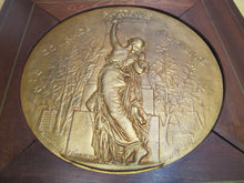 Load image into Gallery viewer, COURAGE PATRIE MORALITE F BARBEDIENNE Antique French Gymnastics Bronze Plaque A PHEE DUBOIS D'ARRES H CHAPU L'UNION DES SOCIETES DE GYMNASTIQUE DE FRANCE a son Membre d'honneur M. LE SENATEUR RENE BESNARD