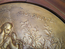 Load image into Gallery viewer, COURAGE PATRIE MORALITE F BARBEDIENNE Antique French Gymnastics Bronze Plaque A PHEE DUBOIS D'ARRES H CHAPU L'UNION DES SOCIETES DE GYMNASTIQUE DE FRANCE a son Membre d'honneur M. LE SENATEUR RENE BESNARD