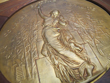 Load image into Gallery viewer, COURAGE PATRIE MORALITE F BARBEDIENNE Antique French Gymnastics Bronze Plaque A PHEE DUBOIS D'ARRES H CHAPU L'UNION DES SOCIETES DE GYMNASTIQUE DE FRANCE a son Membre d'honneur M. LE SENATEUR RENE BESNARD