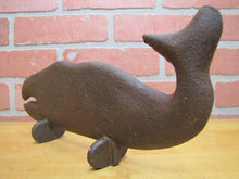 Load image into Gallery viewer, WHALE Old Cast Iron Doorstop Folk Art Decorative Statue Nautical Sea Sign Ad