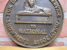 Load image into Gallery viewer, NATIONAL SHOWMEN'S ASSOCIATION Old Brass Plaque Distinguised Service CIRCUS LION