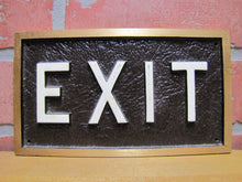 Load image into Gallery viewer, EXIT Old Embossed Advertising Sign Industrial Office Business Shop Bronze Brass Ad