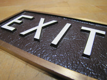 Load image into Gallery viewer, EXIT Old Embossed Advertising Sign Industrial Office Business Shop Bronze Brass Ad