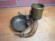 Load image into Gallery viewer, Antique Antlers Horns Folk Art Smoking Set Ashtray Matchbox Holder Cigar Cigarette Cup Holder