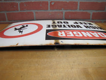 Load image into Gallery viewer, DANGER HIGH VOLTAGE KEEP OUT Old Porcelain Sign ELECTROCUTION DEATH INJURY 14x24