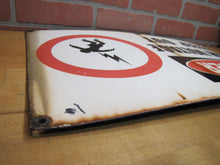 Load image into Gallery viewer, DANGER HIGH VOLTAGE KEEP OUT Old Porcelain Sign ELECTROCUTION DEATH INJURY 14x24