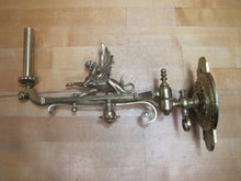 Load image into Gallery viewer, GRIFFIN WINGED BEAST Antique Brass Sconce Light Converted Gas Lamp Fixture