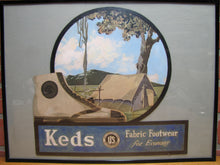 Load image into Gallery viewer, KEDS SNEAKERS FABRIC FOOTWEAR Old Store Display Advertising Sign UNITED STATES RUBBER Co