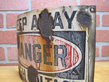 Load image into Gallery viewer, KEEP AWAY DANGER HIGH VOLTAGE Old Porcelain Bowed Curved Safety Advertising Sign