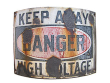 Load image into Gallery viewer, KEEP AWAY DANGER HIGH VOLTAGE Old Porcelain Bowed Curved Safety Advertising Sign