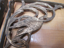 Load image into Gallery viewer, 19c Antique Decorative Arts Cast Iron Birds Hardware Brackets Gold Paint