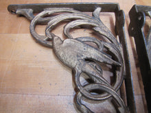 Load image into Gallery viewer, 19c Antique Decorative Arts Cast Iron Birds Hardware Brackets Gold Paint