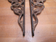 Load image into Gallery viewer, 19c Antique Decorative Arts Cast Iron Birds Hardware Brackets Gold Paint