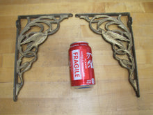 Load image into Gallery viewer, 19c Antique Decorative Arts Cast Iron Birds Hardware Brackets Gold Paint