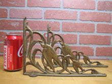 Load image into Gallery viewer, 19c Antique Decorative Arts Cast Iron Birds Hardware Brackets Gold Paint