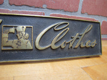 Load image into Gallery viewer, TIMELY CLOTHES Old Store Display Sign BRONZE-CRAFT ADCO NY Counter Register Top