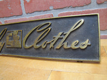Load image into Gallery viewer, TIMELY CLOTHES Old Store Display Sign BRONZE-CRAFT ADCO NY Counter Register Top