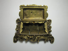 Load image into Gallery viewer, Antique 19c Bronze Hippocampus Mystical Beast Winged Cherub Tophat Ornate Decorative Arts Trinket Box