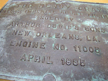 Load image into Gallery viewer, TUG HENRY GRAY ATLAS IMPERIAL DIESEL ENGINES SOLD BY ARTHUR DUVIC'S SONS NEW ORLEANS LA ENGINE NO 11005 1935 Old Bronze Builders Dealers Boat Plaque Sign Plate