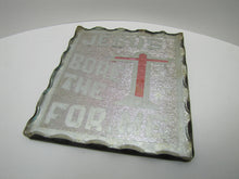 Load image into Gallery viewer, JESUS BORE THE CROSS FOR ME Old Folk Art Chip Glass Tin Back Religious Crucifix Sign Plaque Artwork