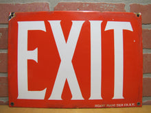 Load image into Gallery viewer, EXIT Old Porcelain Sign READY MADE CO NY Gas Station Repair Shop Industrial Subway RR Ad