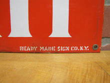 Load image into Gallery viewer, EXIT Old Porcelain Sign READY MADE CO NY Gas Station Repair Shop Industrial Subway RR Ad