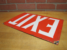 Load image into Gallery viewer, EXIT Old Porcelain Sign READY MADE CO NY Gas Station Repair Shop Industrial Subway RR Ad