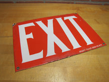 Load image into Gallery viewer, EXIT Old Porcelain Sign READY MADE CO NY Gas Station Repair Shop Industrial Subway RR Ad
