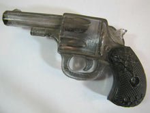 Load image into Gallery viewer, Antique Glass Gun Pistol Ornate Detailing Black Grips Silver Body Decorative Art