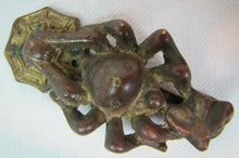 Load image into Gallery viewer, SPIDER CATCHING FLY WEB Antique Bronze Figural Interior Hardware Door Knocker