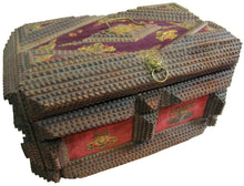 Load image into Gallery viewer, TRAMP ART ZUM ANDENKEN IN MEMORIUM Ornately Decorated Antique Box Folk Artwork
