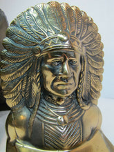 Load image into Gallery viewer, NATIVE AMERICAN INDIAN CHIEF WD ALLEN CHICAGO USA Ornate Brass Antique Bookends