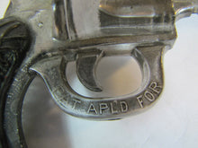 Load image into Gallery viewer, Antique Glass Gun Pistol Ornate Detailing Black Grips Silver Body Decorative Art