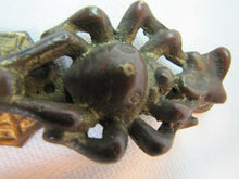 Load image into Gallery viewer, SPIDER CATCHING FLY WEB Antique Bronze Figural Interior Hardware Door Knocker