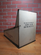 Load image into Gallery viewer, NATURAL BLOOM CIGARS Antique Cigar Store Display Case Tin Litho Sign PROPERTY OF HARRY BLUM NYC FELDHUHN DISPLAY CASE Co NYC